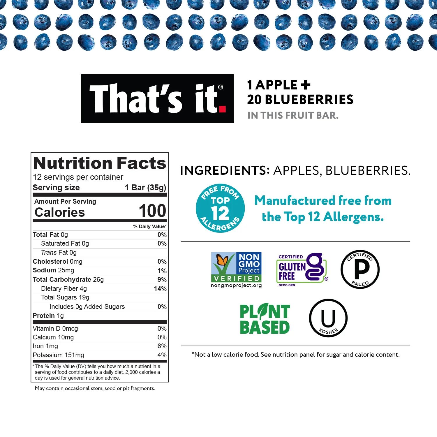 Best Sellers Fruit Bar Variety Pack - Blueberry, Fig & Strawberry (36 Bars) - Image 8