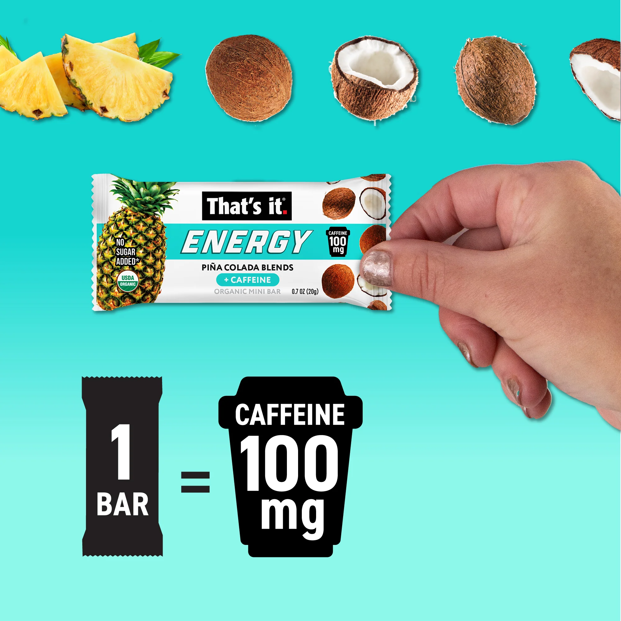 Piña Colada Blends Organic Energy Mini Bars 100mg - Image 3