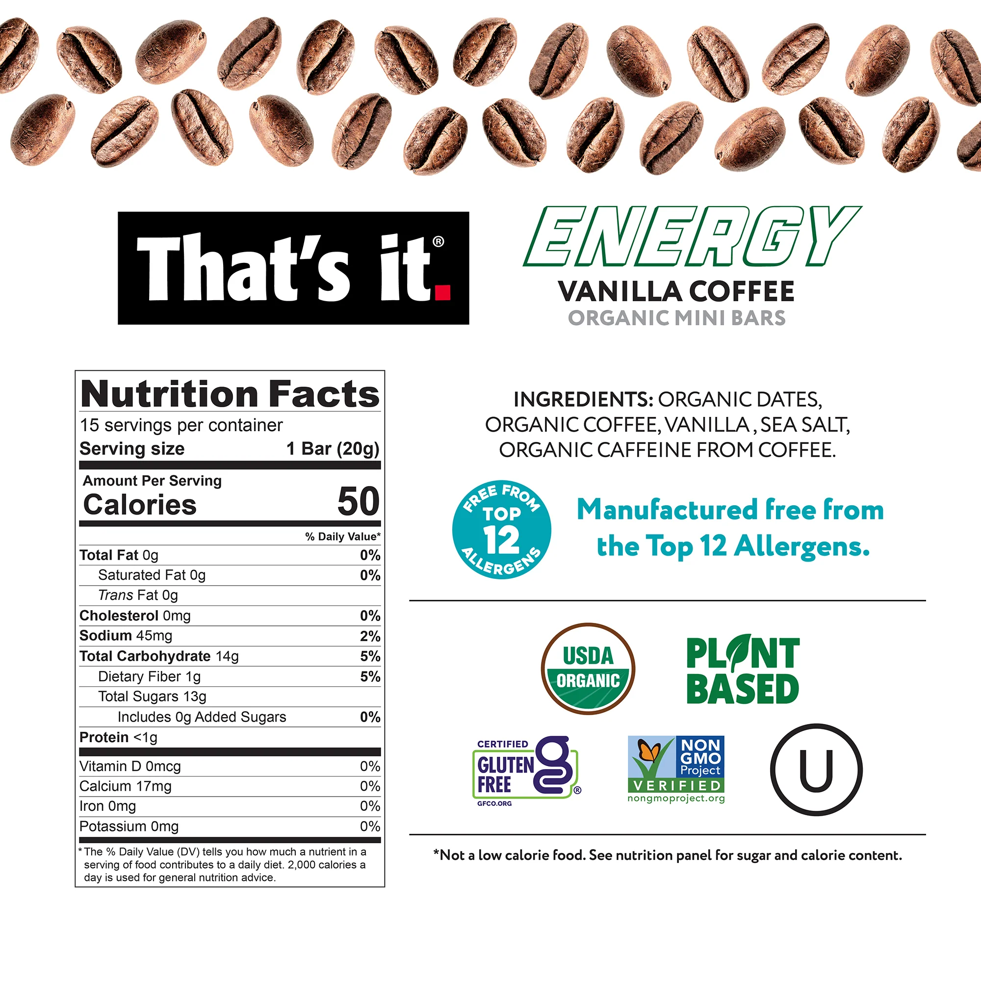 Vanilla Coffee Organic Energy Mini Bars - Image 3